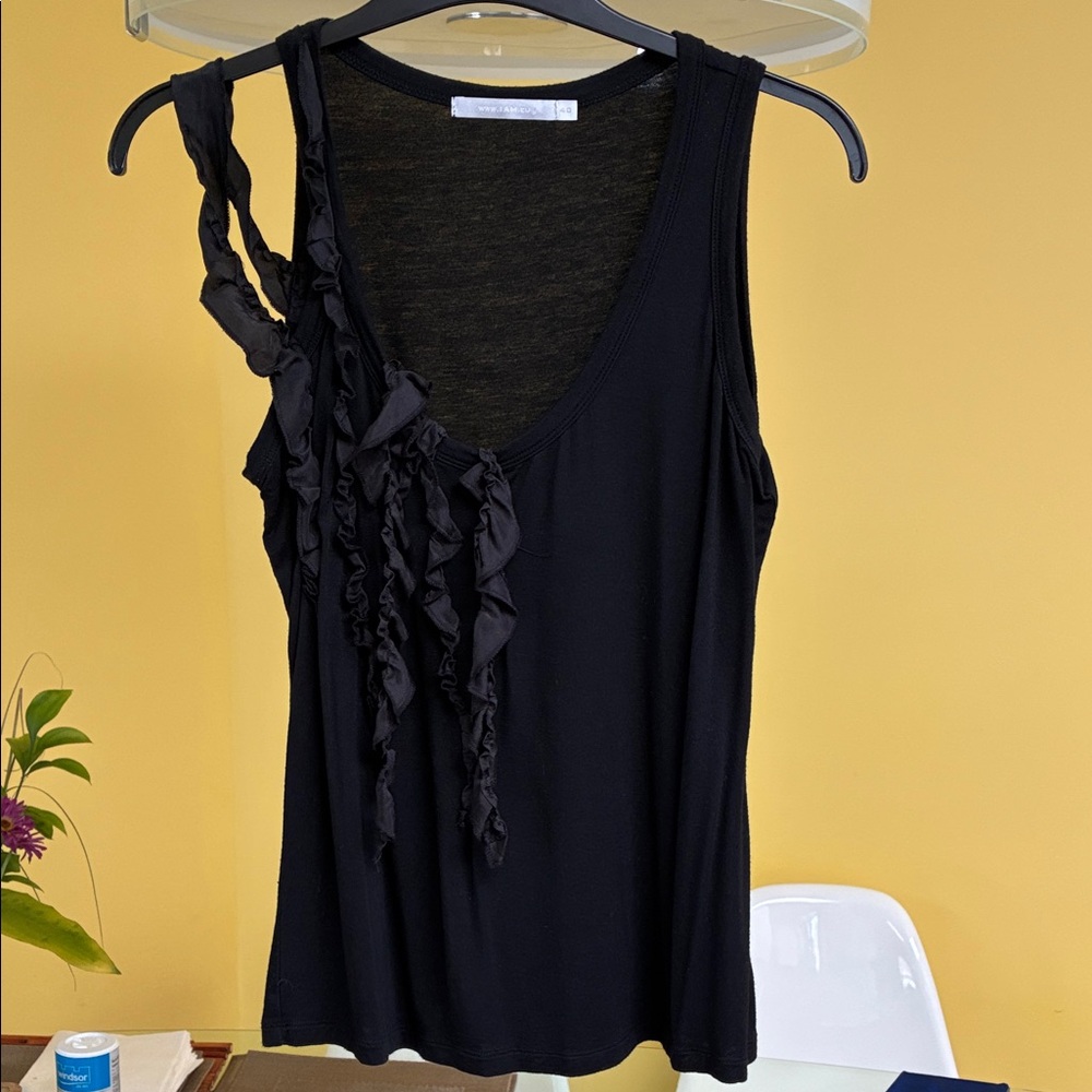 Elegant Black Ruffled Women's Top